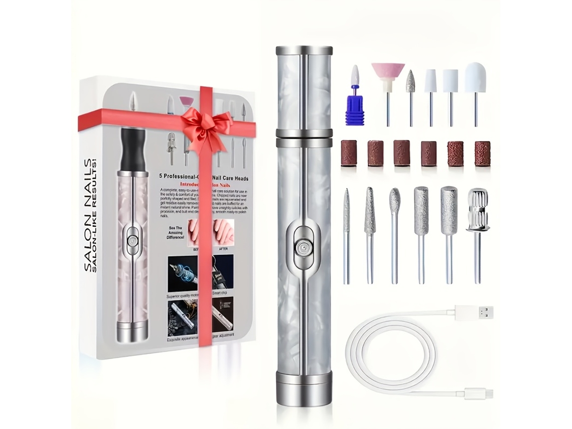 Lixa Unhas Portátil, Kit de Manicure Elétrica de Carregamento Usb, Gel de Unhas Profissional Adequado para Uso Doméstico Diy STELASPLEN