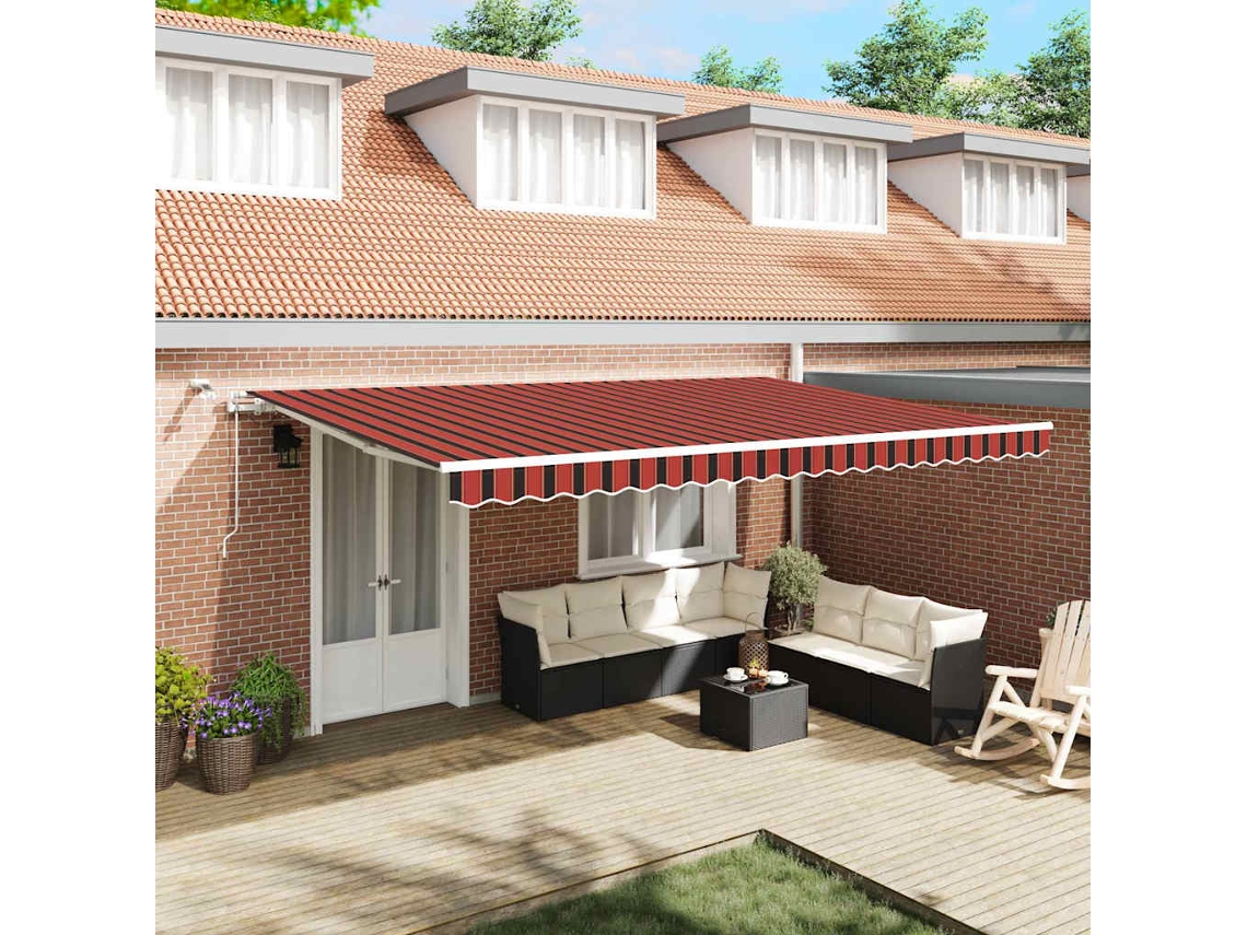 Vidaxl Toldo Retrátil Laranja E Marrom 500 × 300 Cm Poliéster