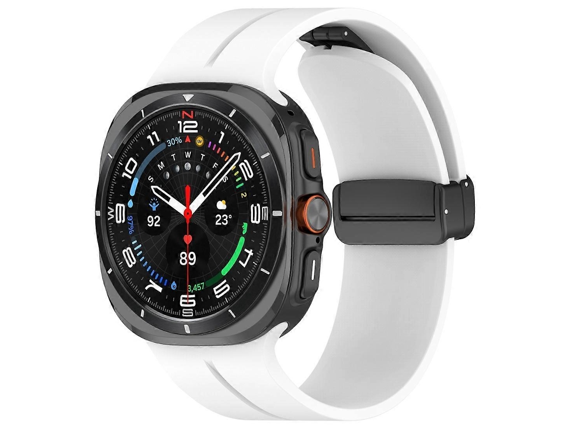Pulseira De Silicone Com Fecho Dobrável Magnético Para Samsung Galaxy Watch Ultra 47mm