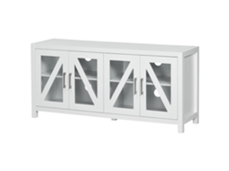 Mesa para TV 58 polegadas branca 130x35x60 Cm com 4 portas de vidro, prateleiras ajustáveis | S/MARCA