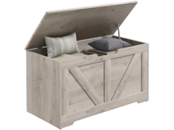 Baú de Armazenamento para Quarto, 100l, com Tampa, Versátil, com Dobradiça de Segurança, para Corredor e Sala de Estar, 80x40x45 Cm, Cinza. PRIME KANG