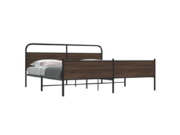 Vidaxl Estrutura Cama Sem Colchão 193x203 Cm Metal Carvalho Castanho
