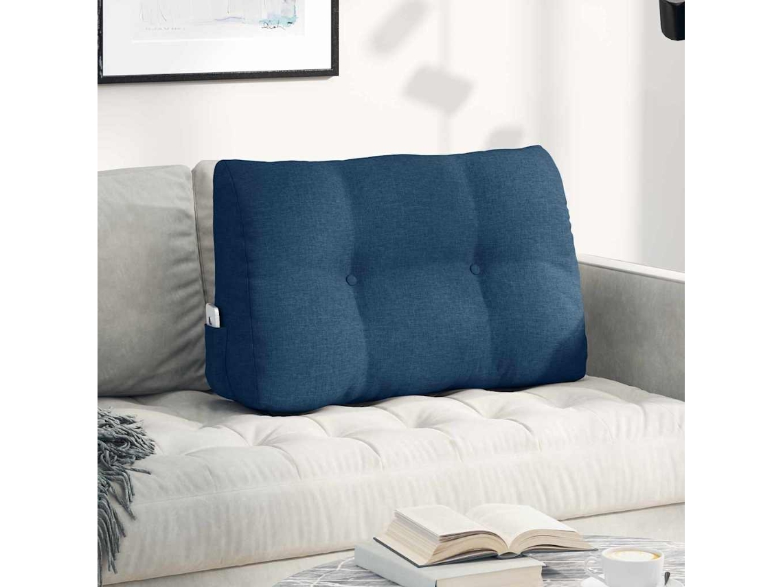 Vidaxl Travesseiro Para Costas Azul 80 X 24 X 50 Cm Tecido