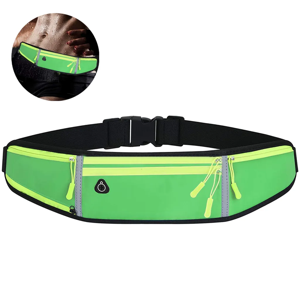Cinto de Corrida AQUAFORGE impermeável, ajustável, porta celular, zíper, viagem verde