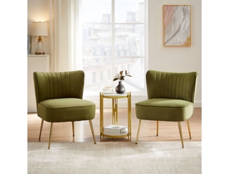 Conjunto de 2 poltronas cocktail JUDITH em veludo verde azeitona