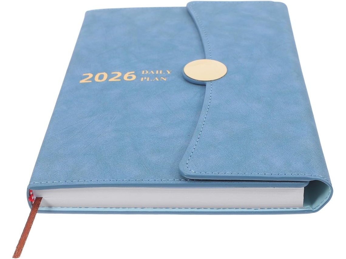 Agenda Mensal 2026 em com para e A5 Couro Pu Azul Claro Divisórias Organização Profissional Pessoal. CHABERLU