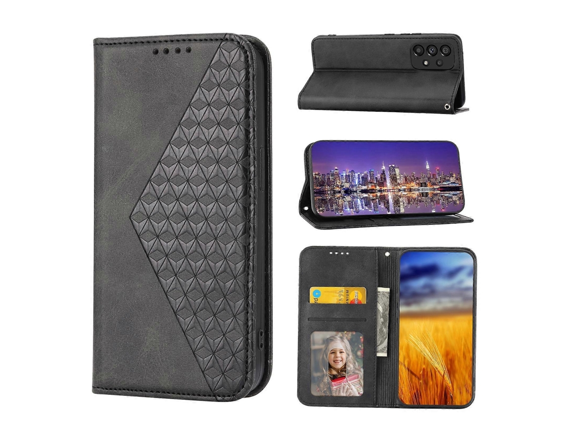 Capa De Couro Com Fecho Magnético E Textura De Grade Cúbica Para Samsung Galaxy A33 5g