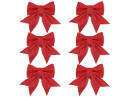 Enfeites de Natal Omni 6 com Laços, Decorações de Natal para Pendurar, Decorações Delicadas para o Natal e Ocasiões Festivas, 14x12cm, Vermelho