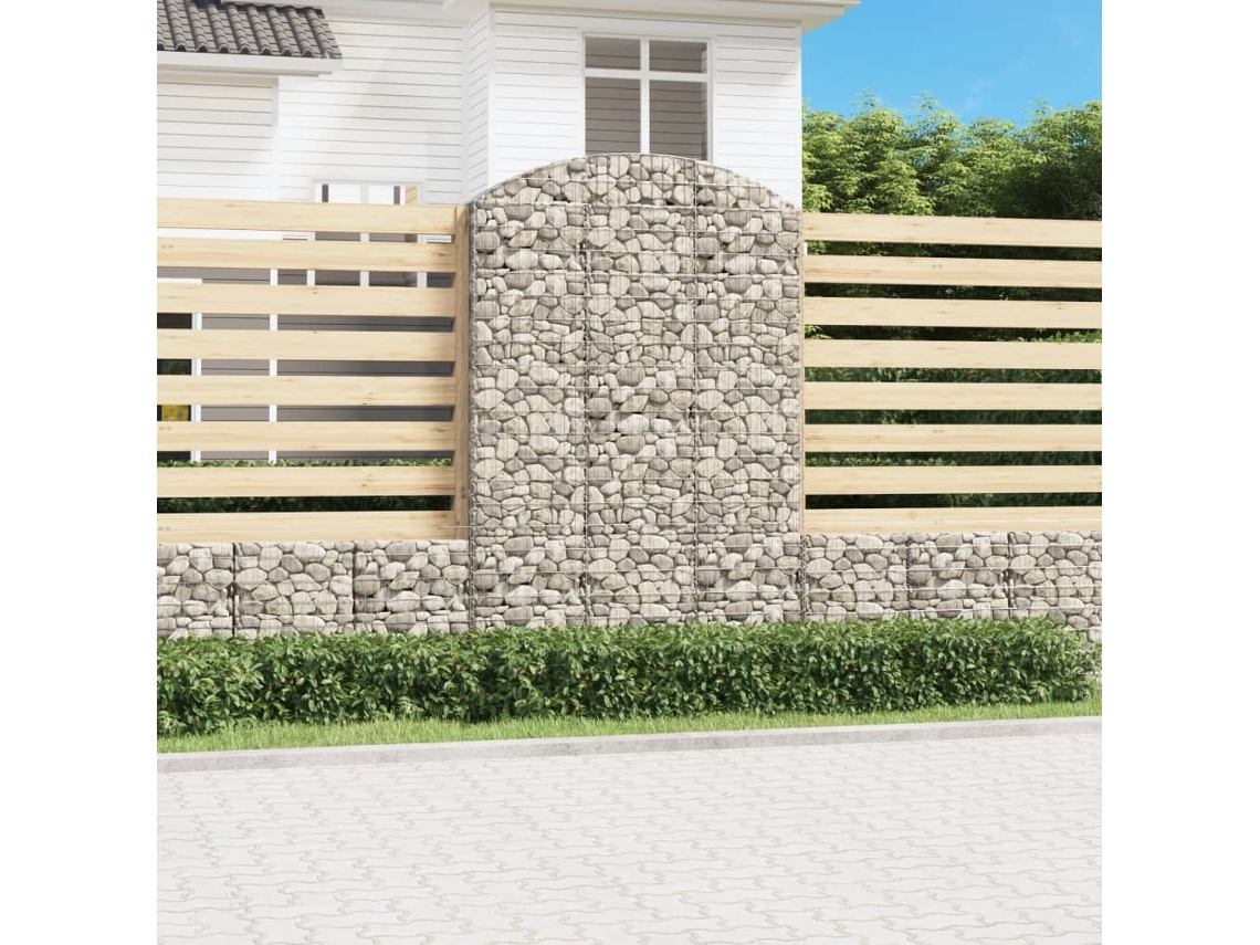 Vidaxl Cesto Gabião Arqueado 150x30x220/240 Cm Ferro Galvanizado