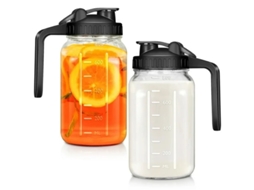 Jarro De Vidro Com Tampa 32 Oz, À Prova De Fugas, Boca Larga, Adequado Para Frigorífico, Bebidas, Leite Materno, 2 Unidades Preto Hexinyigjly