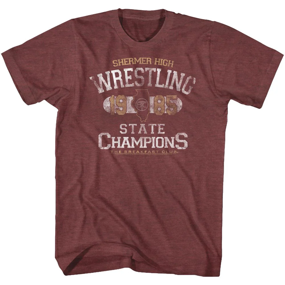 Unisex Adult T-shirt Rockinstone Breakfast Club Movie State Champ Heather Vintage Maroon Sizel