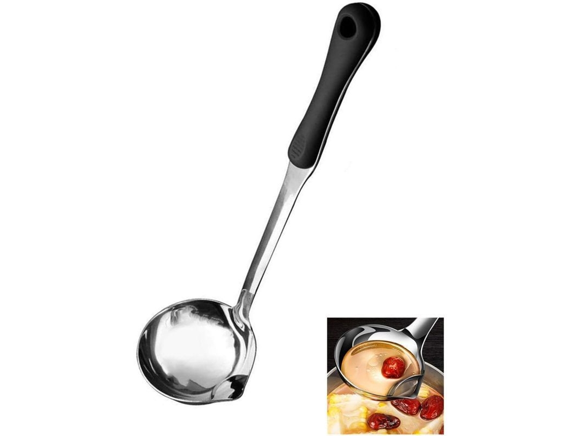 Colher de Sopa Nova Line, Aço Inox 304, Cabo Longo, Anti calor, Separador de Óleo