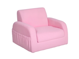 Sofá Infantil Transformável 2 em 1 com Encosto Acolchoado 47x45x38cm Rosa S/MARCA