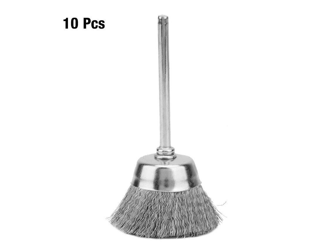 10 Pincéis De Polimento De Aço Com Cabeça Profunda Do Tipo Copo (3*25mm)