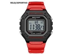 (vermelho) Relógio Digital Masculino, À Prova D'água, Com Visor Digital Led Com Luz De Fundo E Resistente A Choques.
