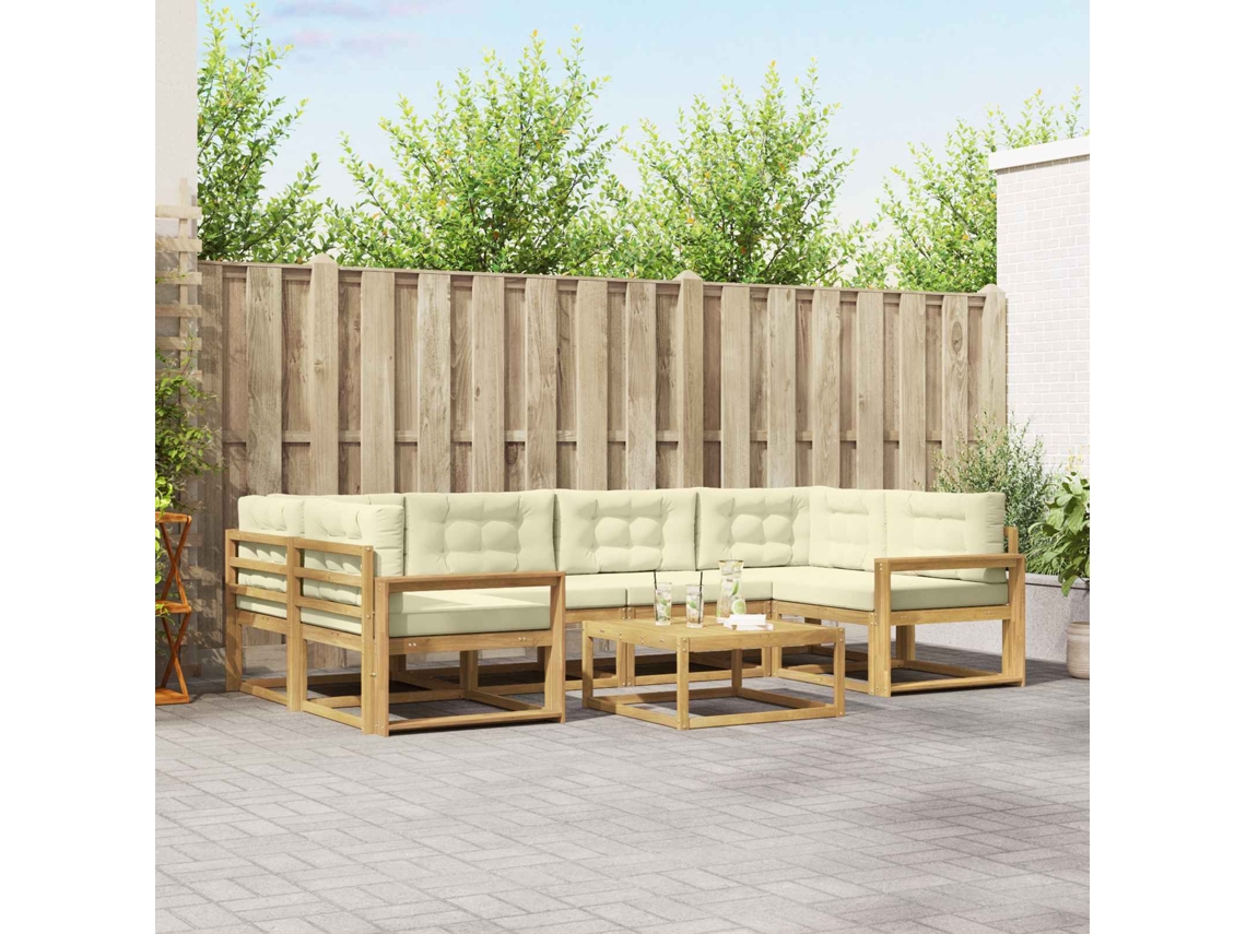Vidaxl Conjunto De Sofás Para Exterior 5 Unid. Branco E Creme