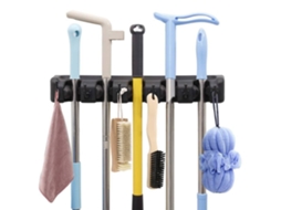 Suporte Para Vassoura, Suporte Para Esfregão, Suporte De Parede Para Escova, Organizador De Utensílios De Cozinha, Preto SUNNY SPACES