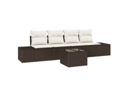 Conjunto 5 Conjunto De Sofá De Jardim Vidaxl Castanho Vime Pe (294 X 62 X 85 Cm)
