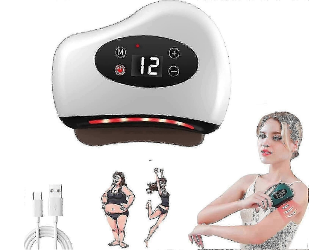 Aparelho Facial Gua Sha, Raspador Sha Elétrico, De Lifting E Escultura Facial, Massageador Com A Quecimento, Vibração Luz Ve