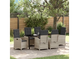 Vidaxl Conjunto De Jantar Para Jardim 7 Unid. Cinzento-claro Vime Pe