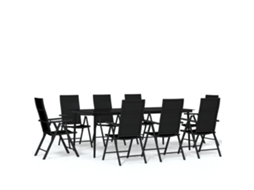 Conjunto 8 Conjunto De Jantar Para Jardim Vidaxl Preto Aço (200 X 100 X 74 Cm)