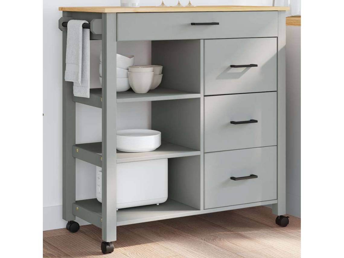 Vidaxl Carrinho De Cozinha Monza 84x40x88,5 Cm Madeira De Pinho Maciça