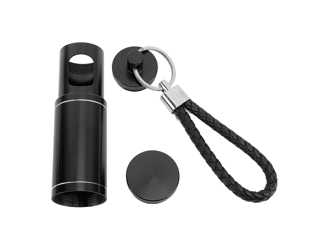 Cenicero Portátil Mini Circular Com Chaveiro E Corda Retrátil, Alumínio Para Viagens Camping Trilhada Preto