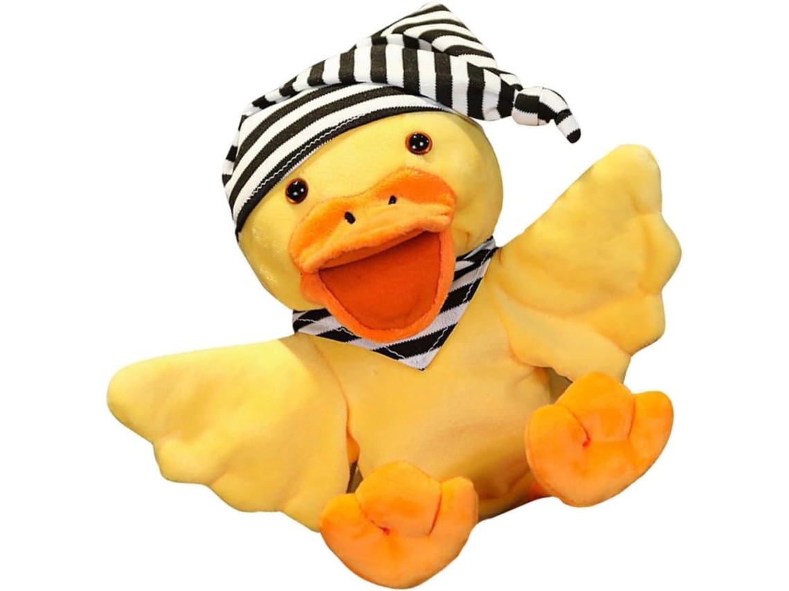 Fantoche De Mão Pato Amarelo Para Crianças, Luva Curta Tecido Pelúcia