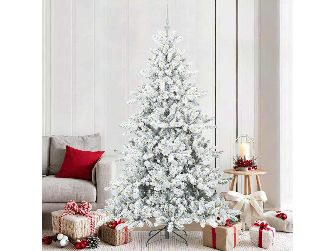 Vidaxl Árvore De Natal Articulada Artificial Branco 210 Cm Pvc E Aço