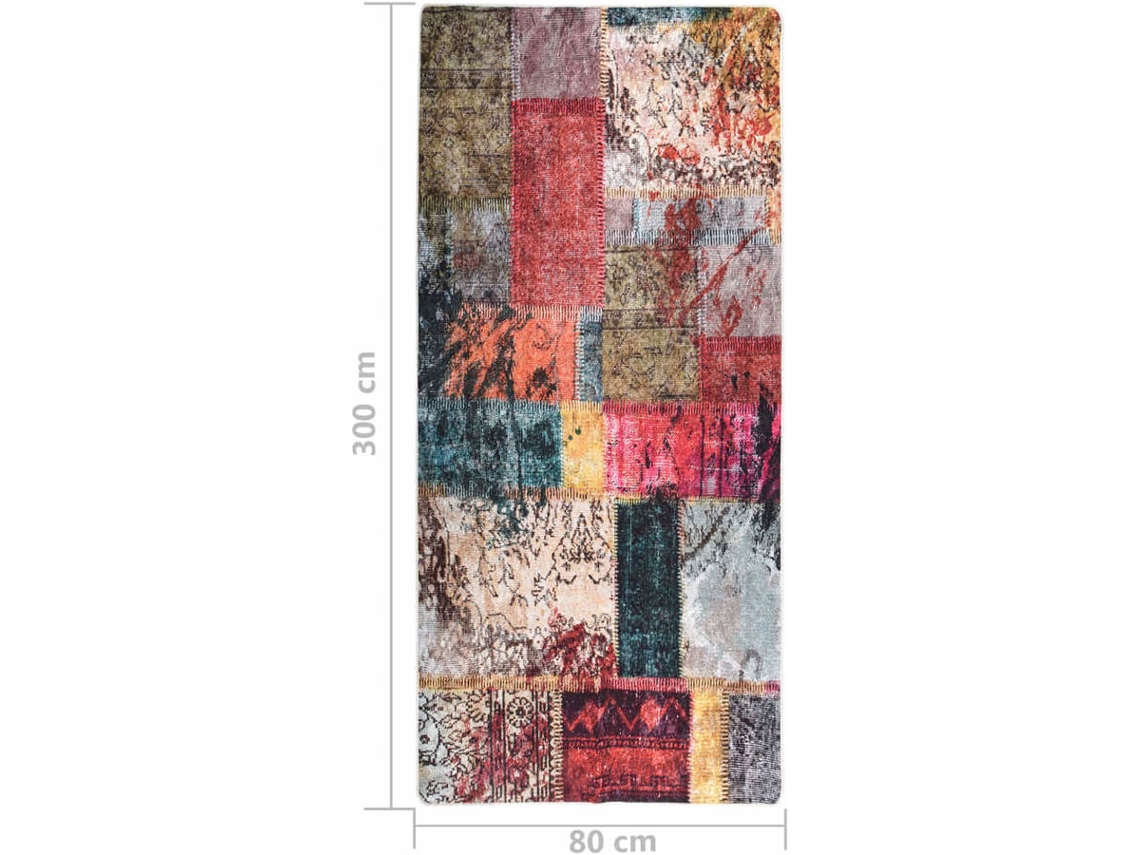 vidaXL Tapete lavável antiderrapante 80x300 cm patchwork multicor
