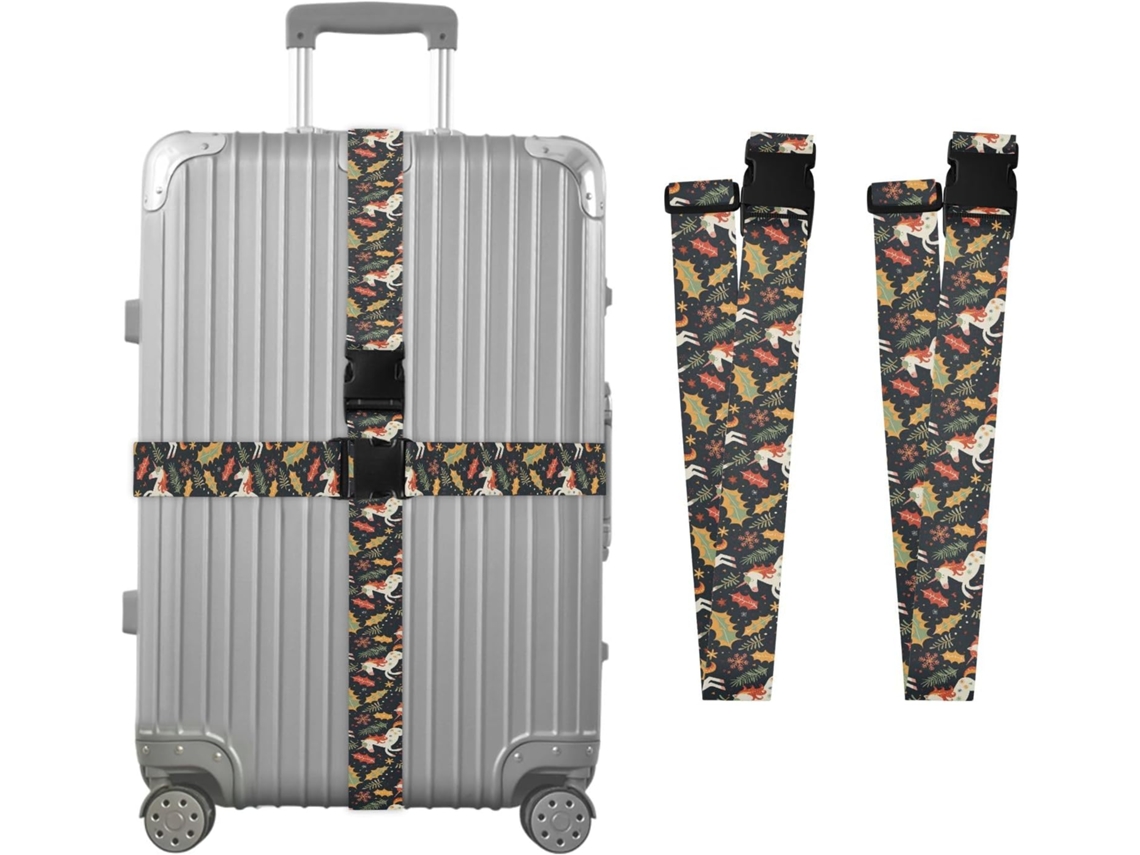 Conjunto De 2 Cintas Bagagem Com Estampa Unicórnio E Folha, Ideais Para Malas De Viagem, Acessórios Para Cintos