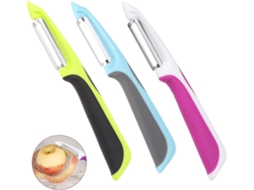 3 descascadores de frutas e legumes em aço inox com cabo ergonômico e silicone ZYBLSSBB