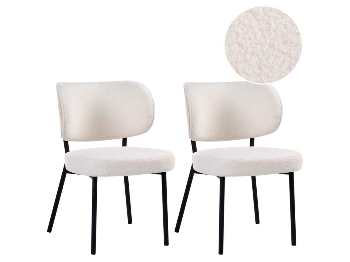 Sillas De Estilo Escandinavo Beliani Wonder De Bouclé Blanco 55x65x82