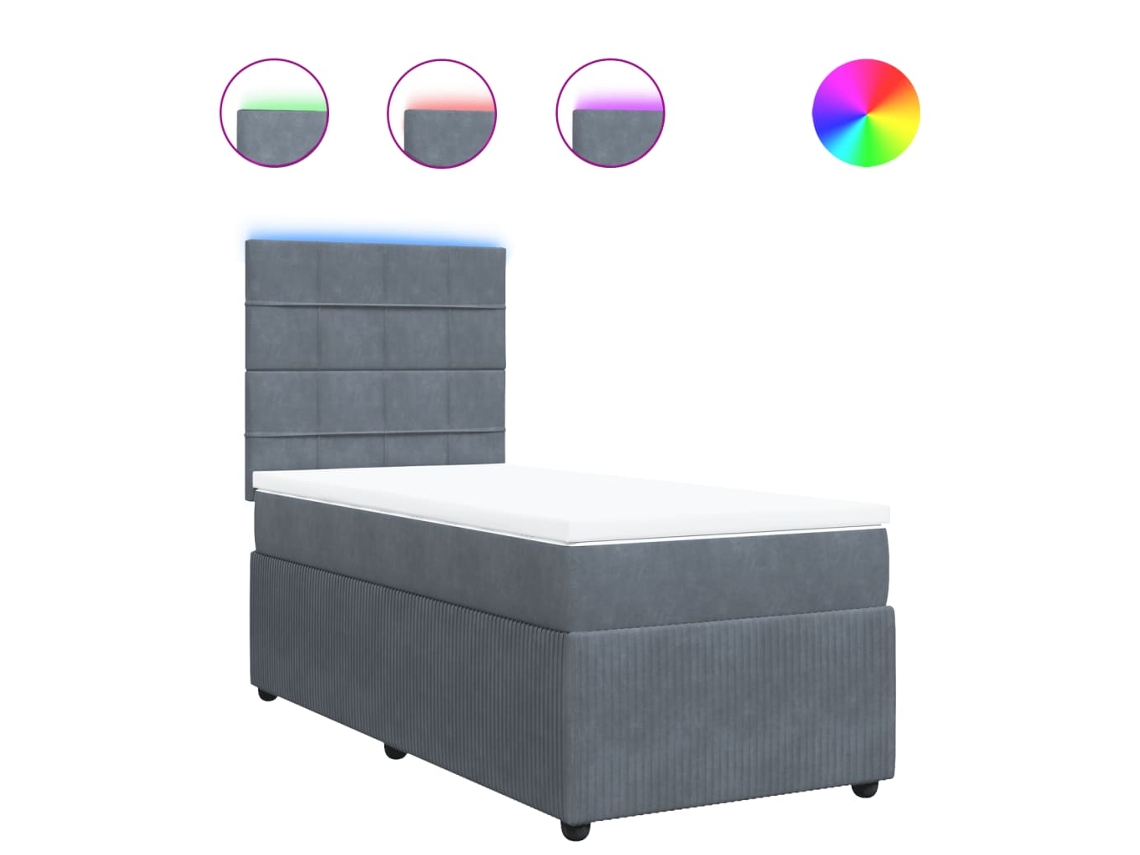 Box Spring Bed, Box Spring Beds Vidaxl Cinzeto Veludo (90 X 200 Cm)