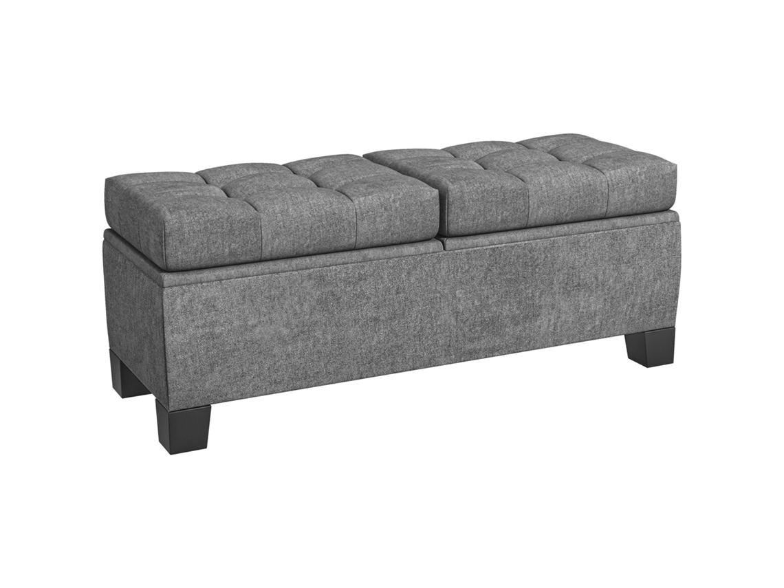 Banco de Cama Arrumação Tecido Acolchoado (cinza, 116x41x47cm)