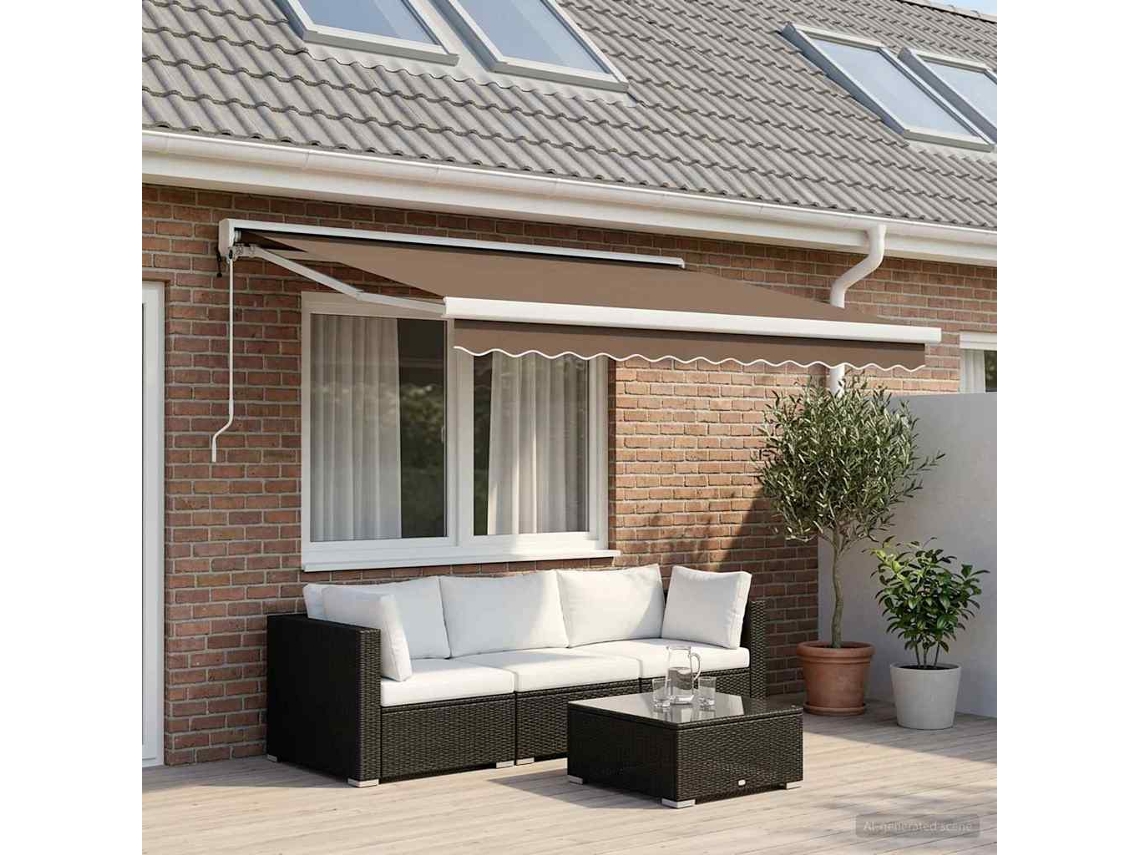 Vidaxl Toldo Retrátil Cinzento-acastanhado 350 X 250 Cm Tecido E Metal