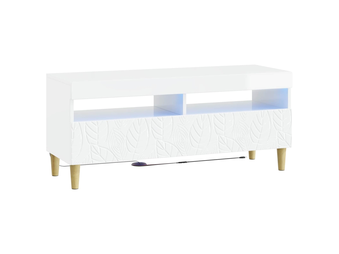 Vidaxl Gabinete De Tv Led Branco Brilhante Derivados De Madeira