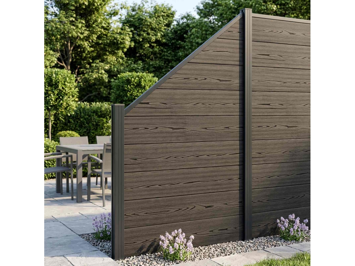 Vidaxl Conjunto De Cercas 6 Unid. 965 X 186 Cm Wpc E Alumínio Preto