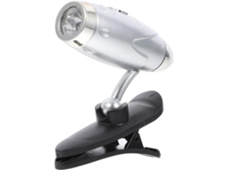 Mini Luminária De Leitura Portátil Led Com Clipe Galpada, Em Plástico Prateado, Ajustável Para Uso Na Cama