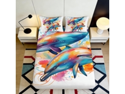 Conjunto de Cama Golfinhos Microfibra com Fronha 200x25cm S/MARCA