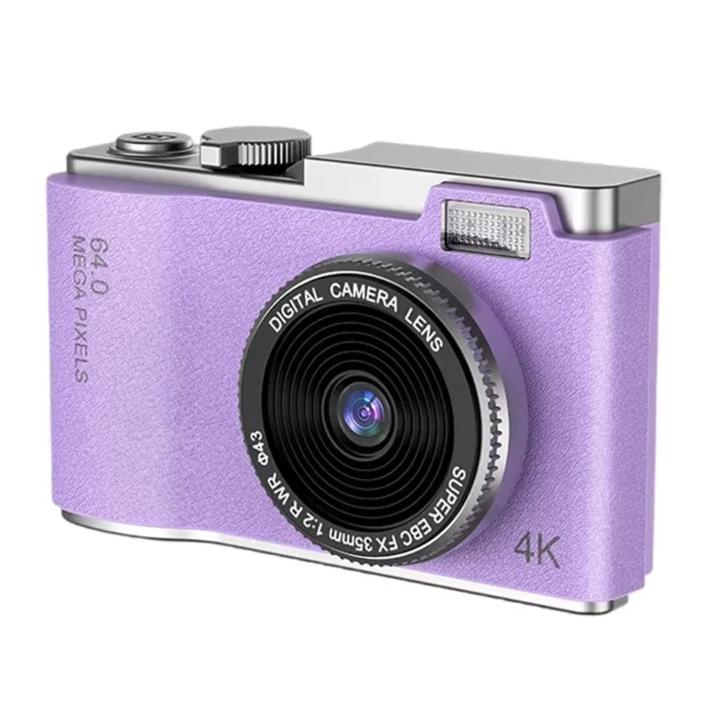 (cartão Roxo De 64 Gb) Câmera Digital Com Câmeras Duplas Frontal E Traseira, Foco Automático E Tela De 2,4 Polegadas.