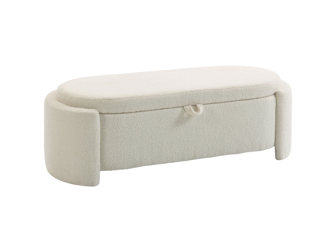 Banco Armazenamento Teddy 129x48,5x44cm Creme (assento Largo, Oval)