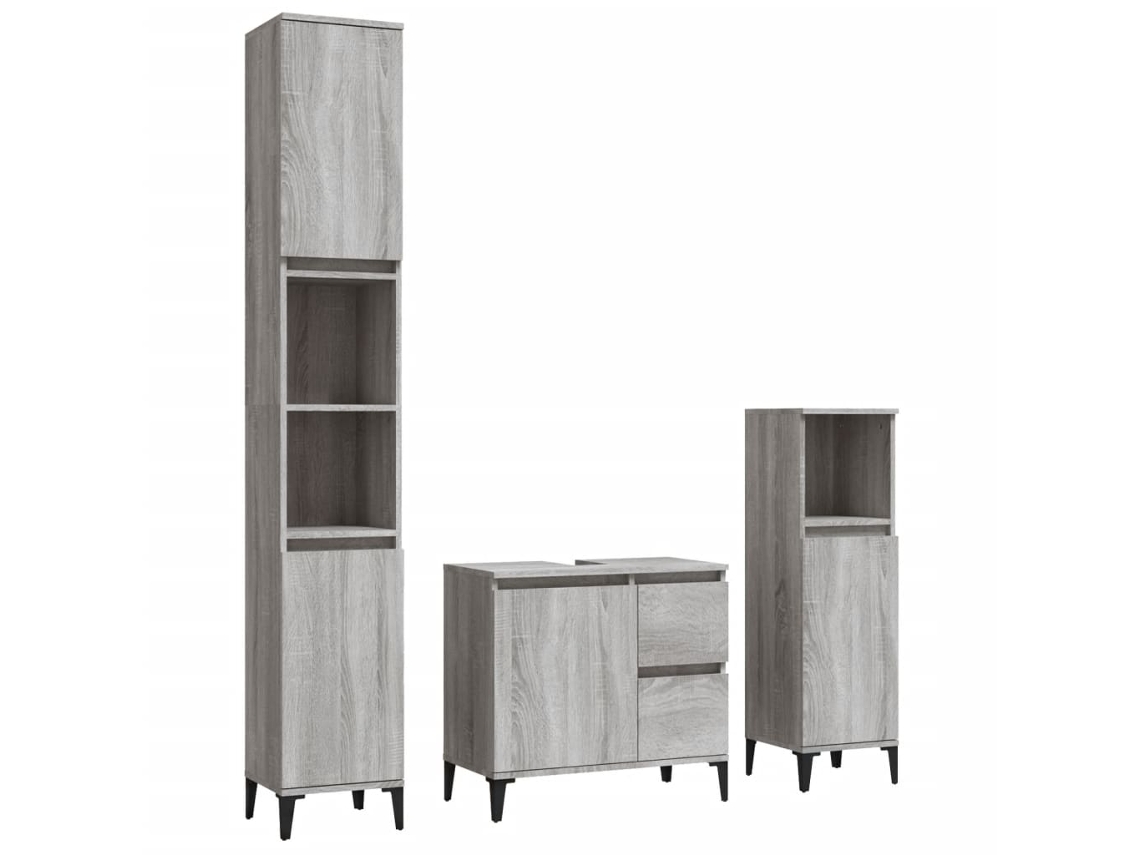 Bathroom Furniture Set, Bathroom Furniture Sets Vidaxl Cinzeto Madeira Processada (n/a)