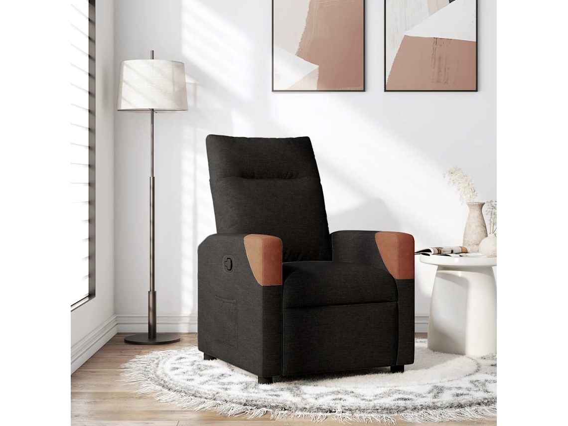 Vidaxl Poltrona Reclinável Tecido Preto
