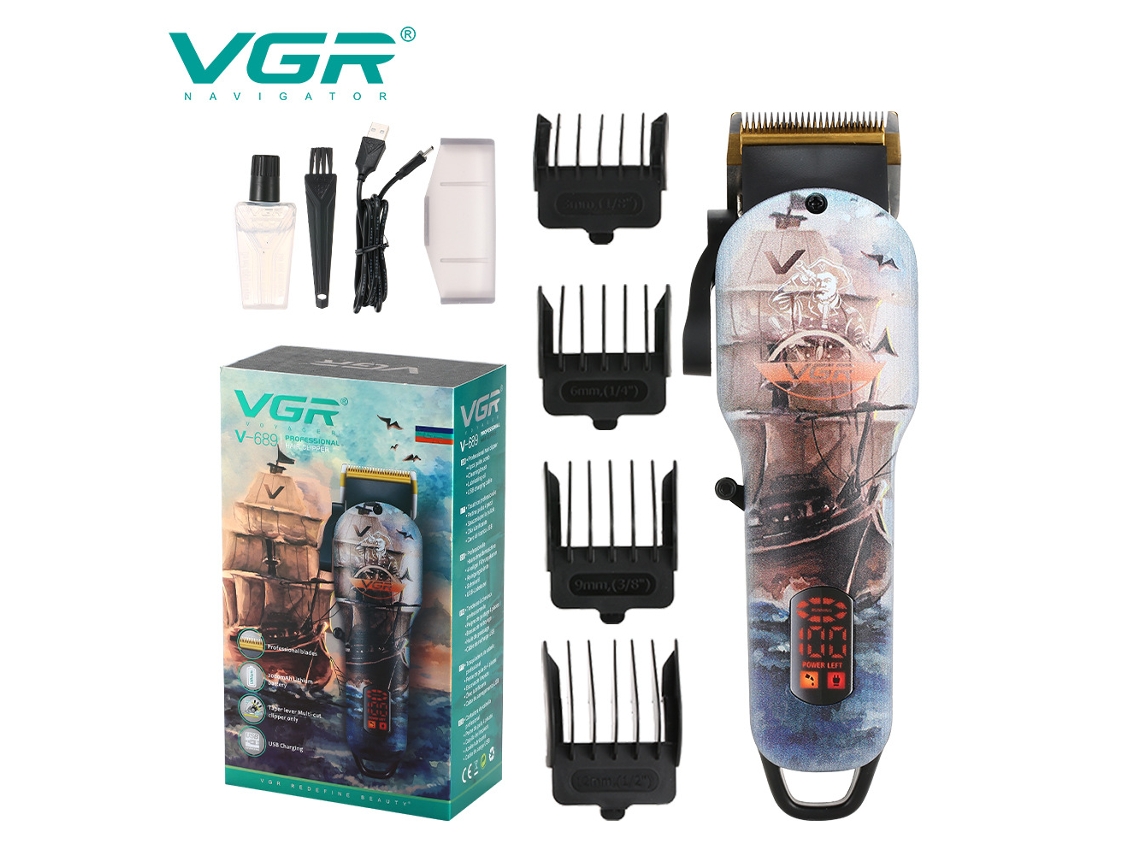 Nova Máquina de Cortar Cabelo Elétrica Captain Graffiti com Visor Digital e Bateria Recarregável. MDUG