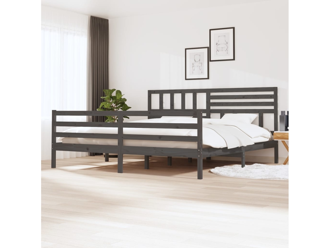 Vidaxl Estrutura De Cama 200x200 Cm Madeira Maciça Cinzento
