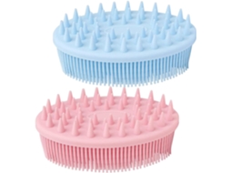 Conjunto De 2 Escovas Banho Para Corpo E Cabelo Ferramenta Limpeza Compacta Prática Adultos Animais Estimação