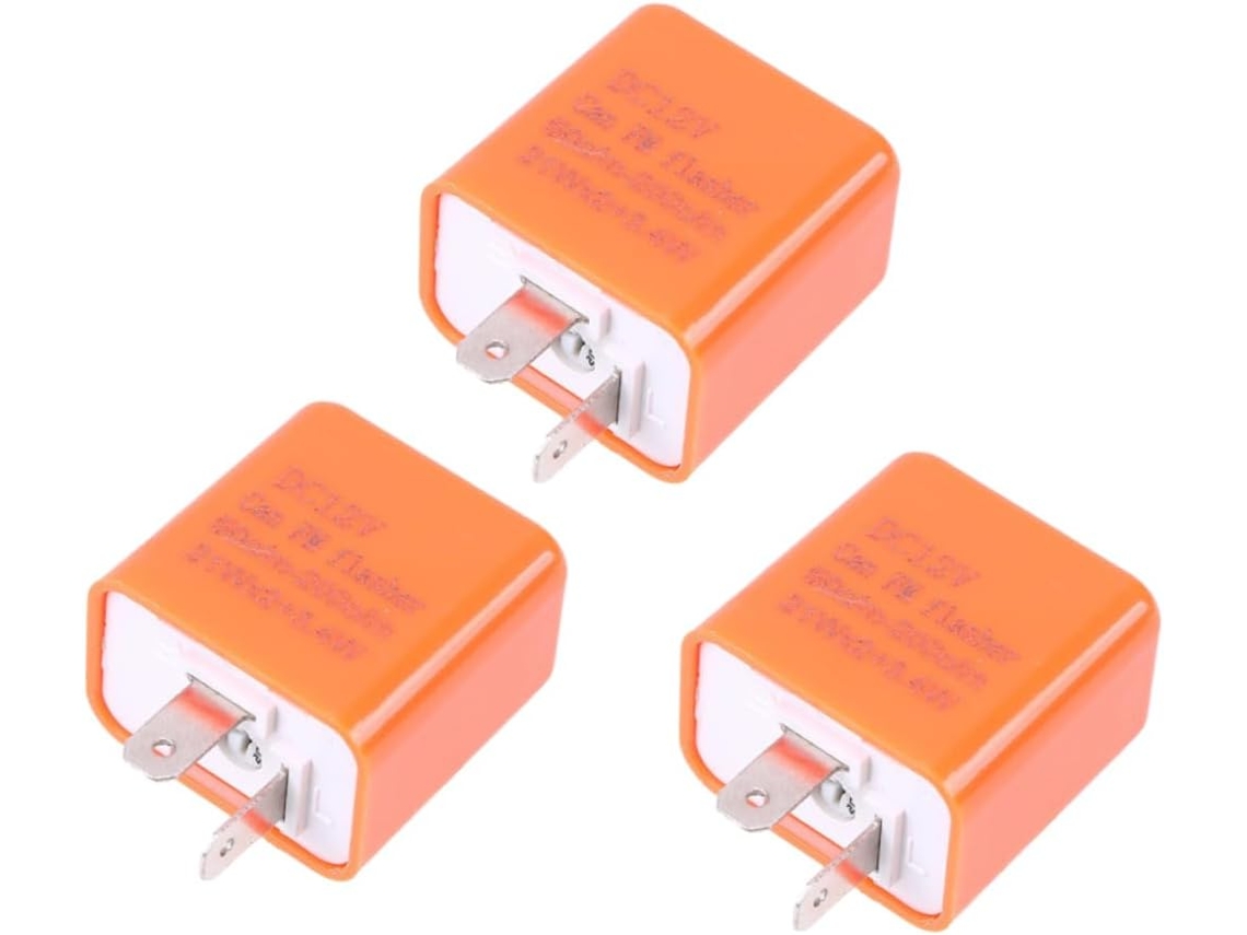 Relé de interruptor de 2 pinos para kit de luzes indicadoras de LED de 3 peças 12V + Laranja