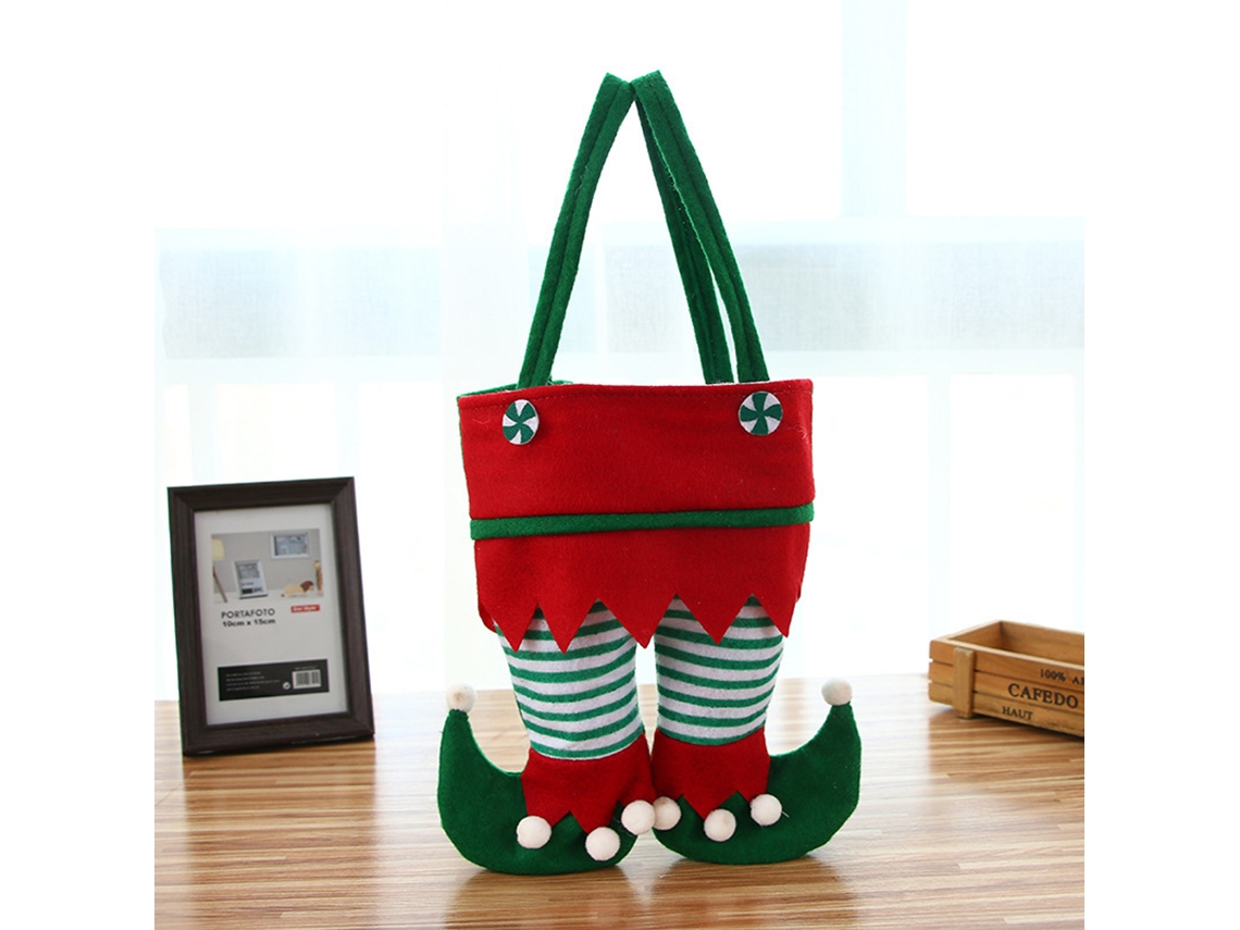 Sacolas de Natal com duende, largas de listras para festas e presentes natalícios LAXISCREED