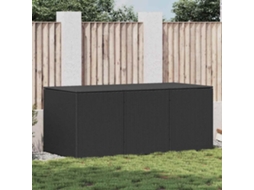 Caixa de arrumação exterior em vime preto, com estrutura de aço e mecanismo de elevação a gás, 180x90x70 cm | SYFAX